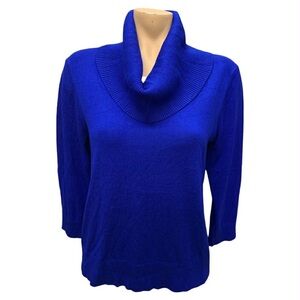 Cable & Gauge Royal Blue Cowl Neck Sweater Size L